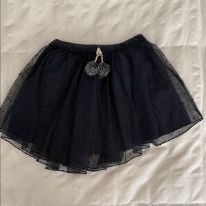 Zara Navy Blue Tulle Skirt with Pom Poms